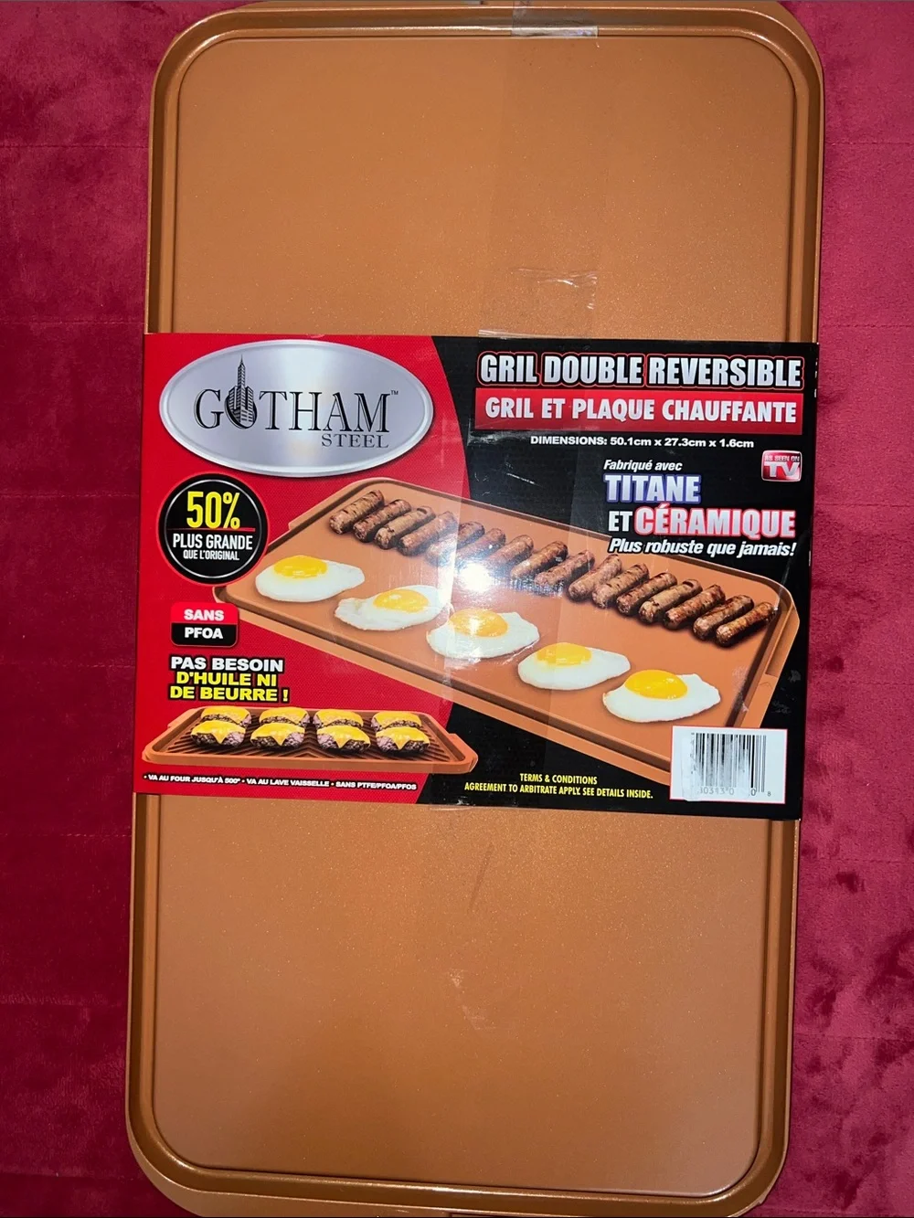 GOTHAM STEEL Reversible Double Grill - Grill & Griddle Nonstick Pan. Brand new